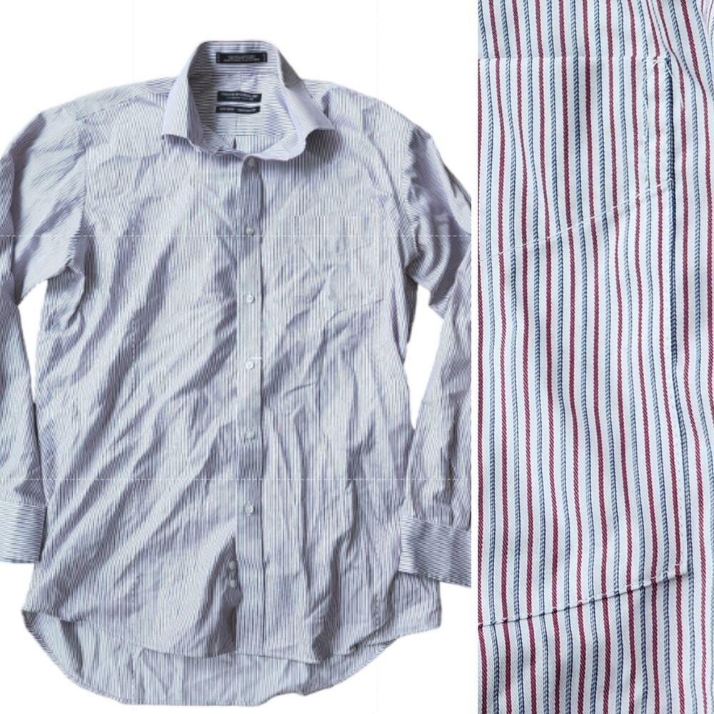 Forsyth of Canada 2 Ply 100's No Iron Tailored Fit Stripe Dress Shirt 15.5 34/35